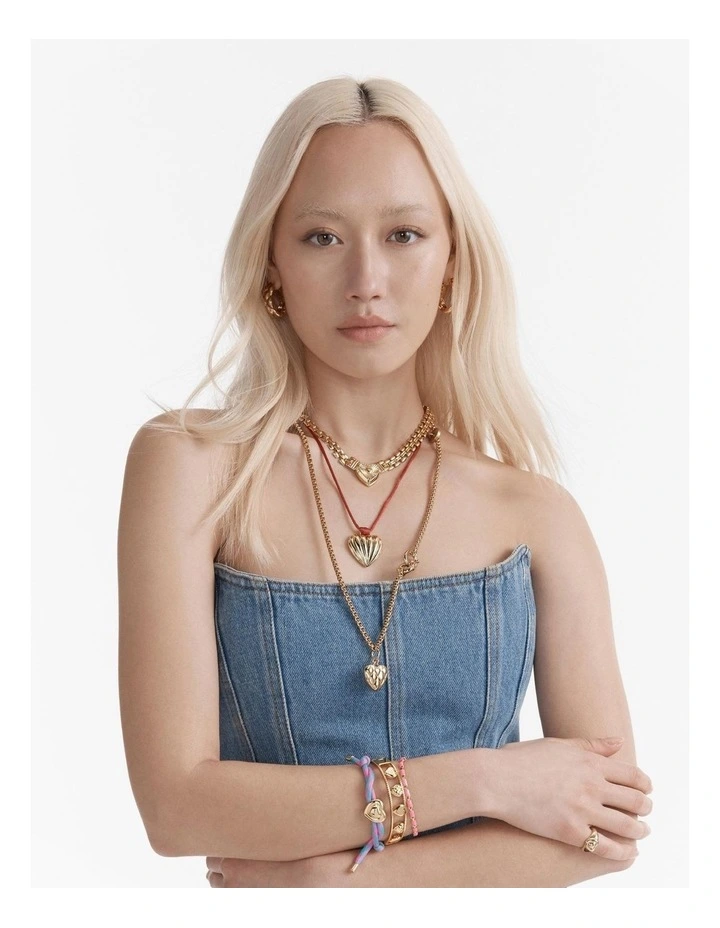Bondi Heart Cord Necklace in Red image 4