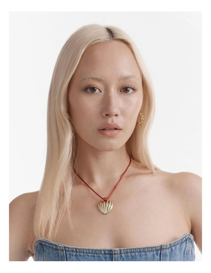 Bondi Heart Cord Necklace in Red image 6