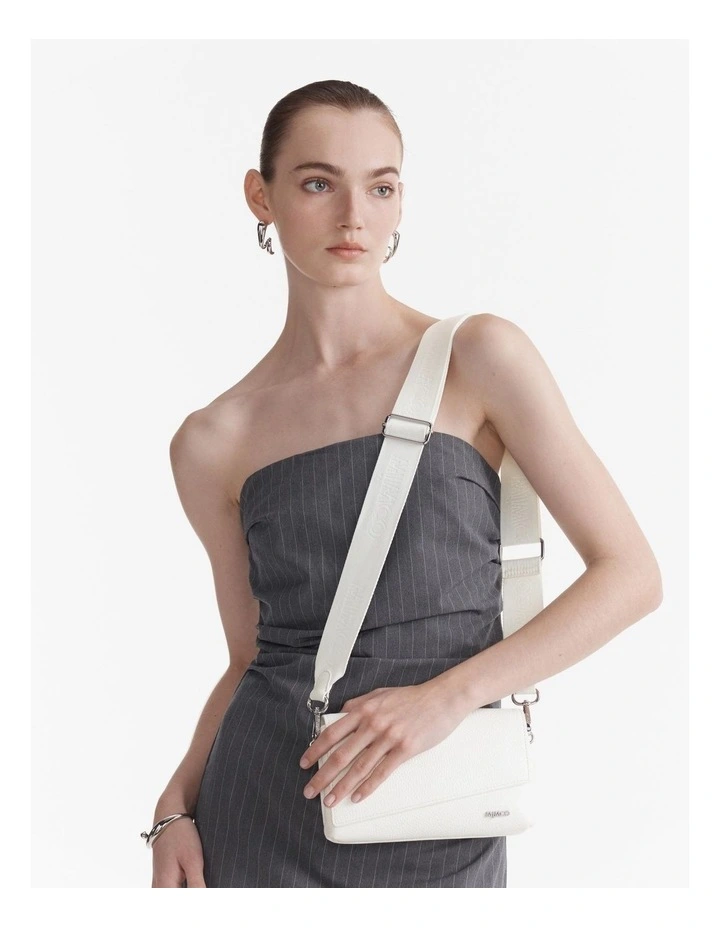 Stripe Webbing Bag Strap in White image 2