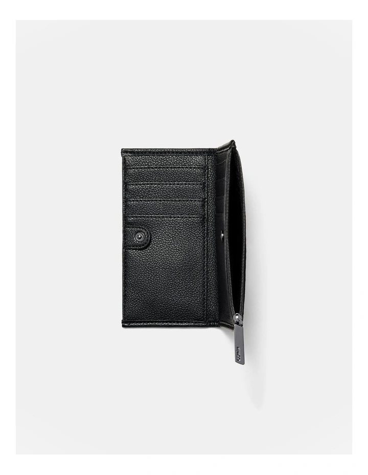 Patch Petite Wallet in Black/Gunmetal image 4