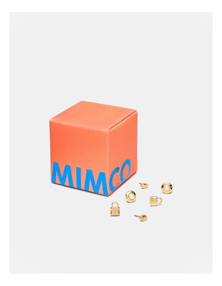 Enliven Stud Earrings Trio Set Gift Box in Gold image 1