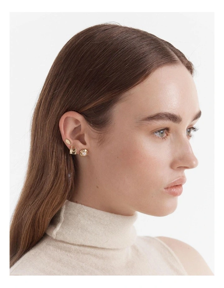 Enliven Stud Earrings Trio Set Gift Box in Gold image 2