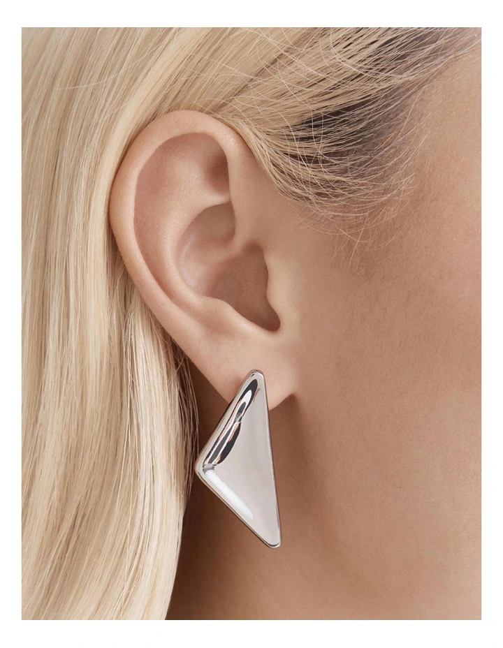 Facette Oversized Stud Earring in Silver image 4
