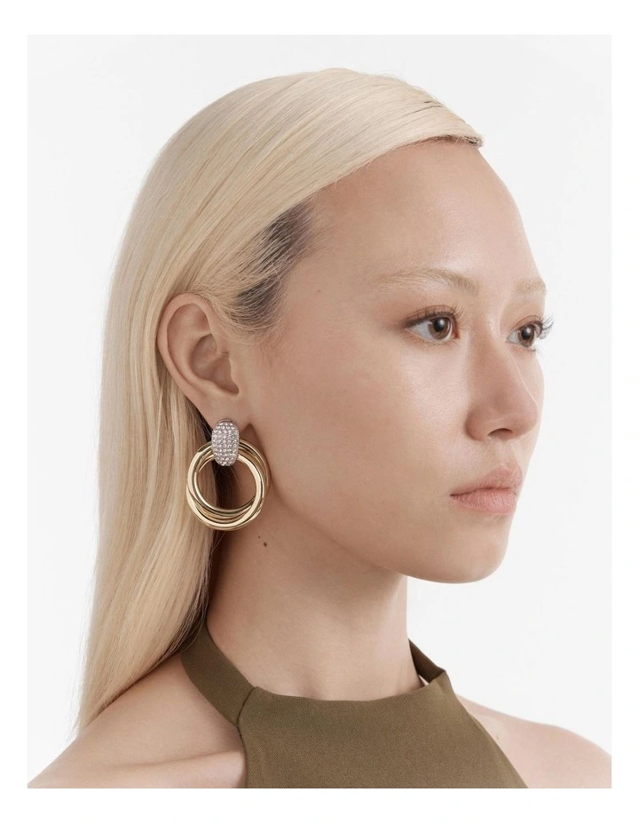Fame Oversized Drop Earrings in Gold Silver image 2