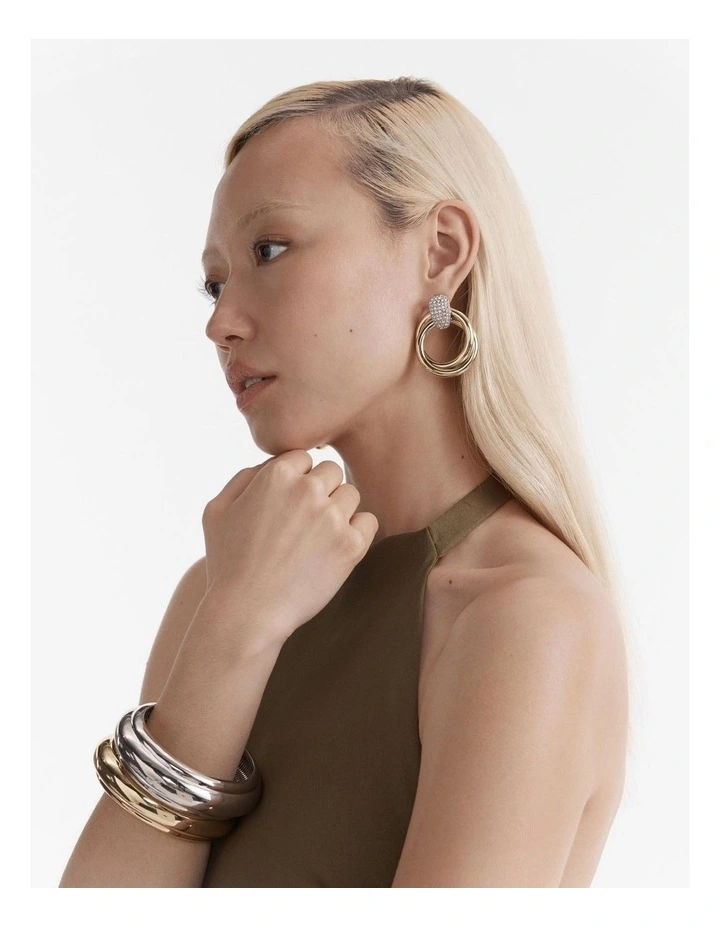 Fame Oversized Drop Earrings in Gold Silver image 5