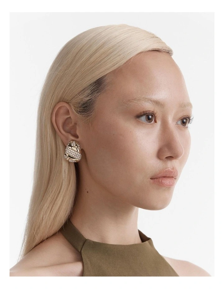 Studio 54 Pave Clip On Earrings in Gold image 2