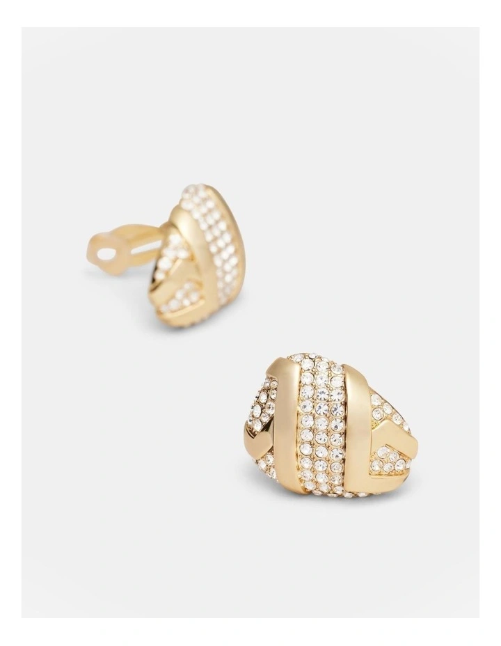 Studio 54 Pave Clip On Earrings in Gold image 3