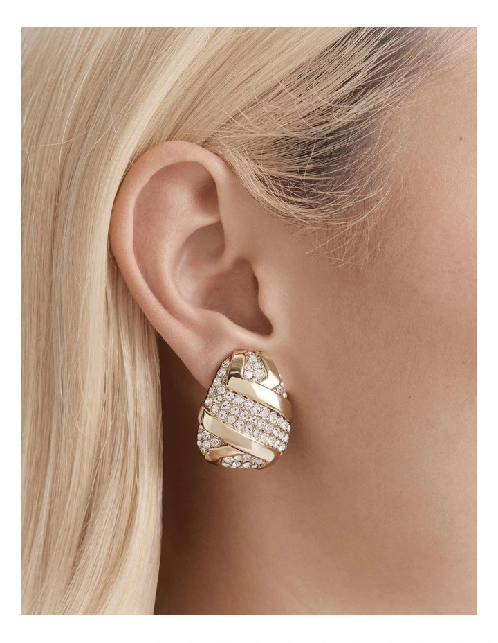 Studio 54 Pave Clip On Earrings in Gold image 4