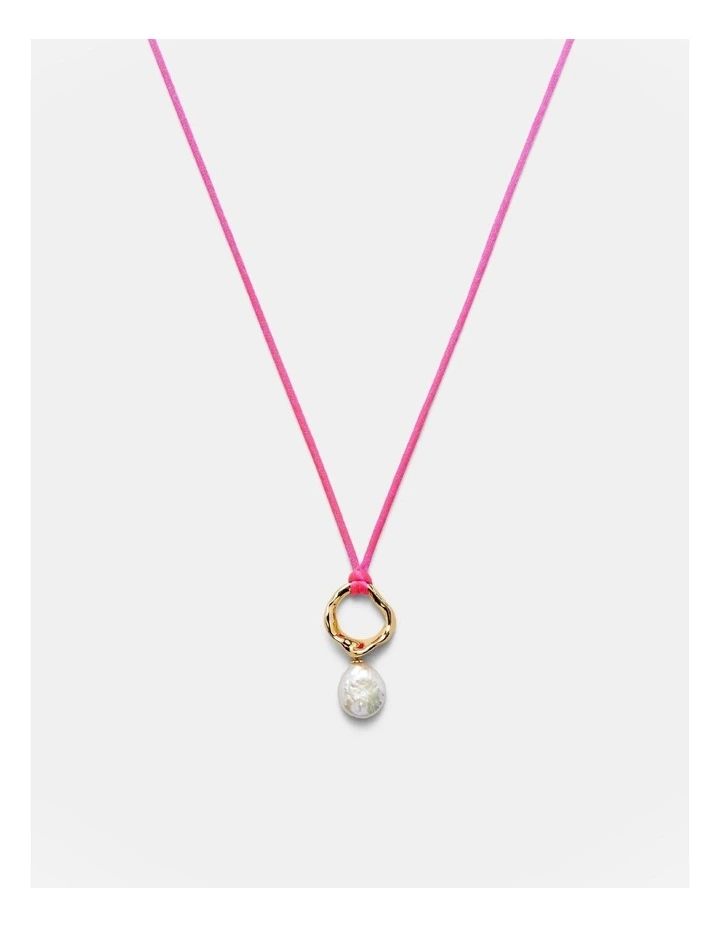 Kaia Pearl Cord Necklace in Disco Pink image 1