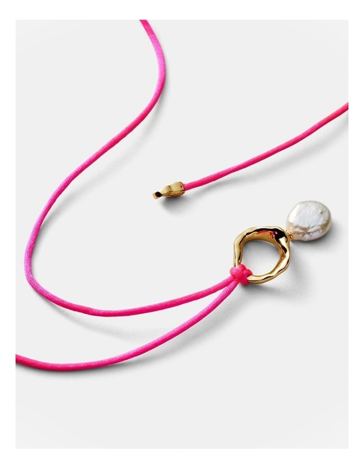 Kaia Pearl Cord Necklace in Disco Pink image 3