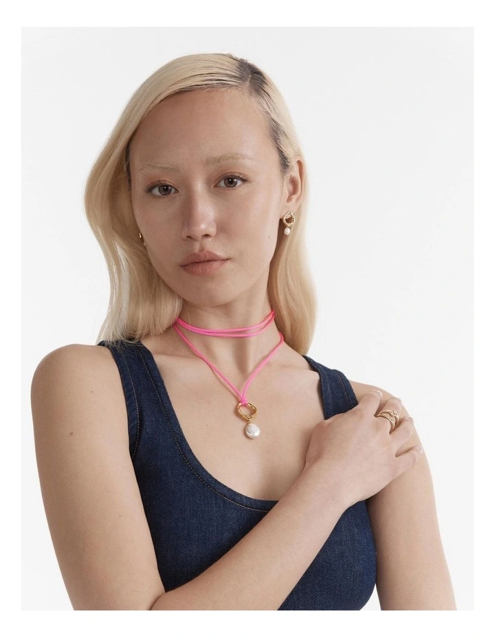 Kaia Pearl Cord Necklace in Disco Pink image 4