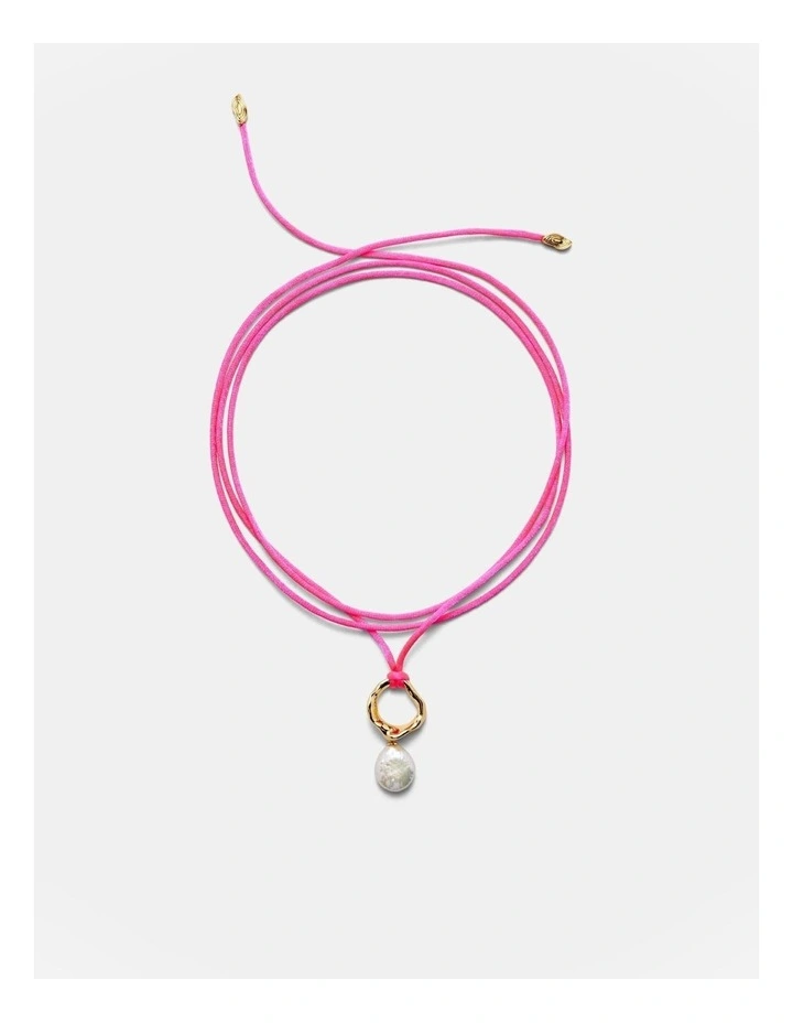 Kaia Pearl Cord Necklace in Disco Pink image 5
