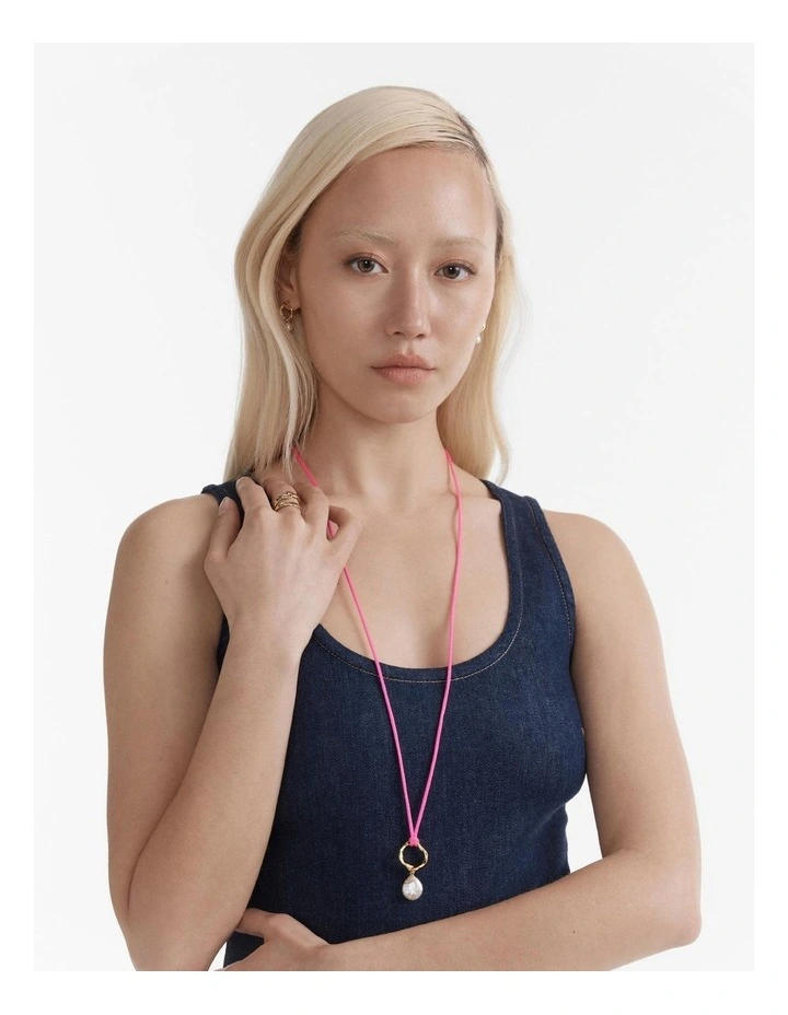 Kaia Pearl Cord Necklace in Disco Pink image 6