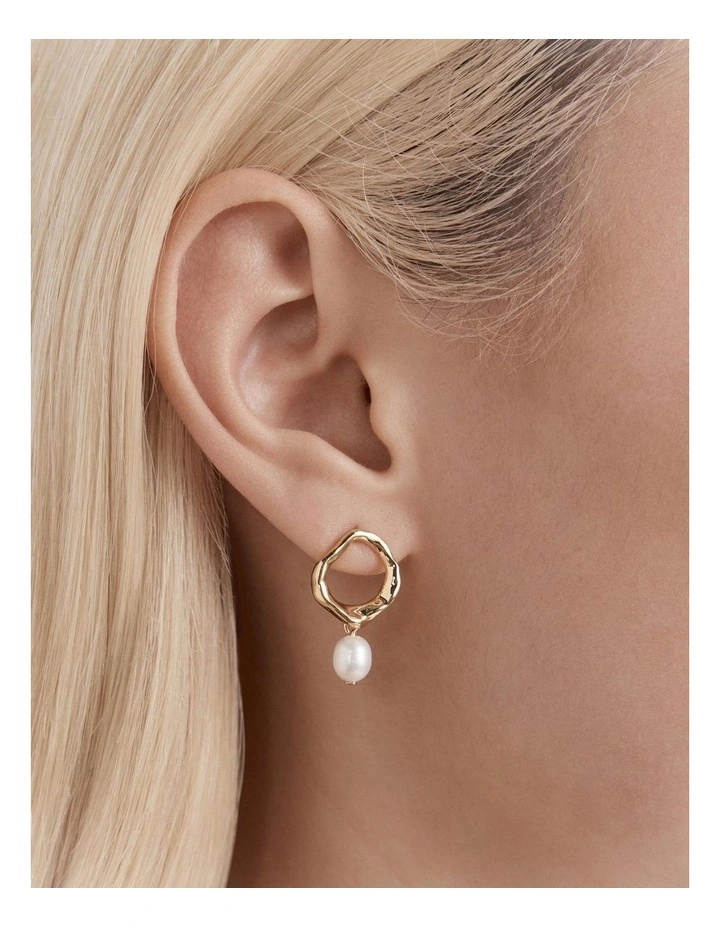 Kaia Pearl Stud Earrings in Gold image 4