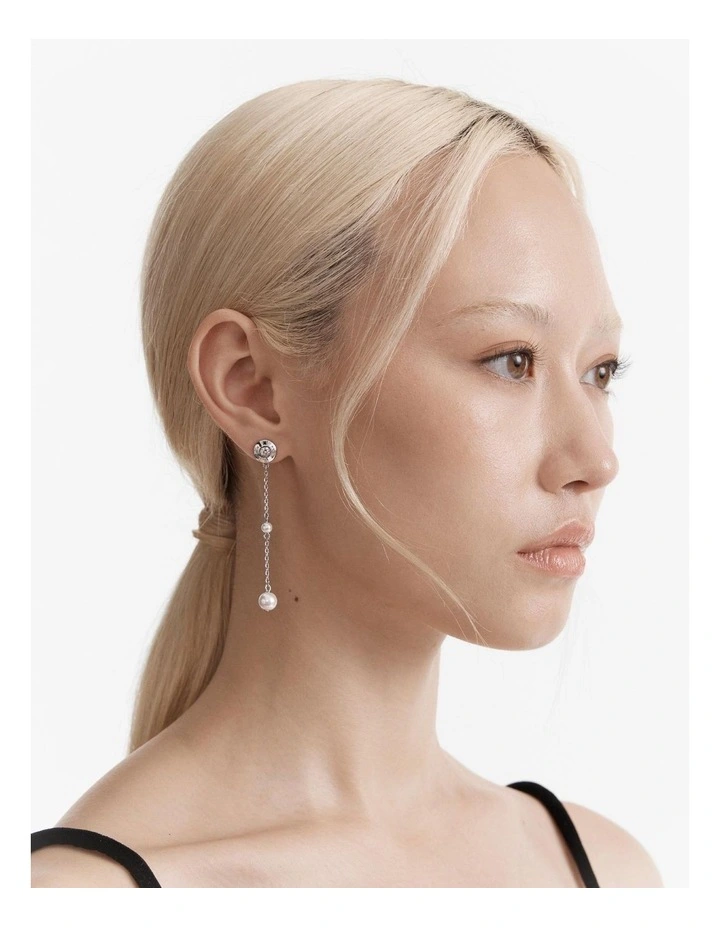 Enliven Pearl Drop Earrings in Silver image 2
