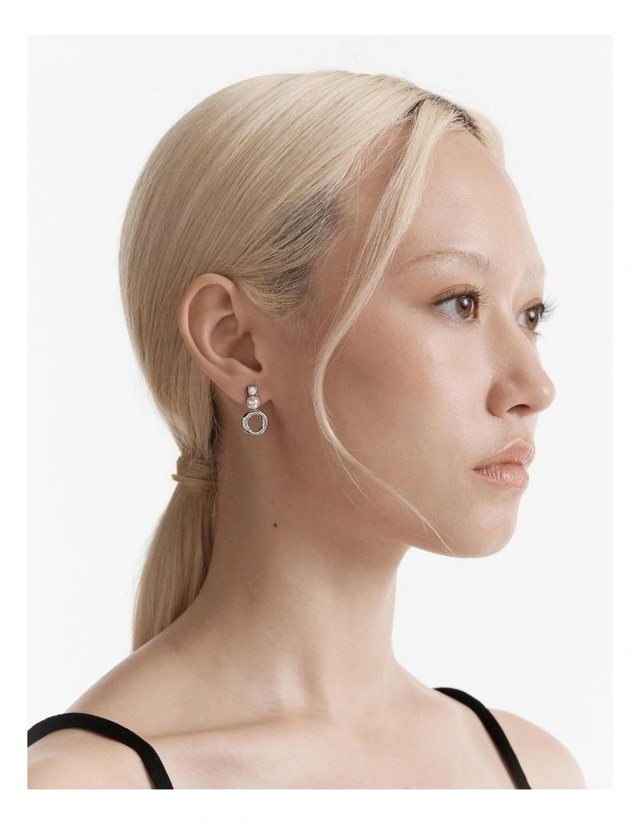 Circulate Drop Stud Earrings in Silver image 2