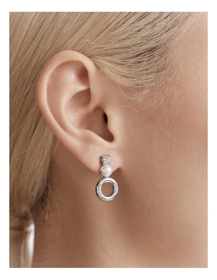 Circulate Drop Stud Earrings in Silver image 4