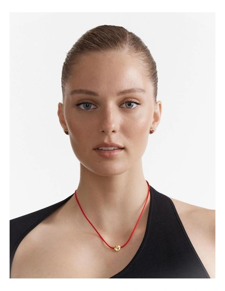 Atomic Heart Cord Necklace in Claret image 2