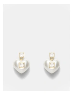 Devotion Heart Earrings in Pearl