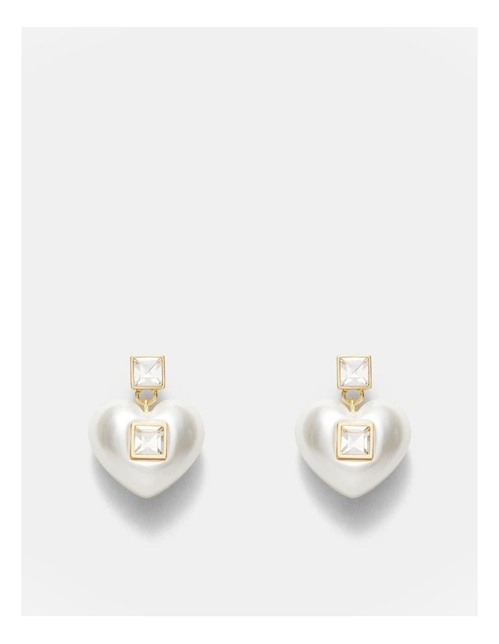 Devotion Heart Earrings in Pearl image 1