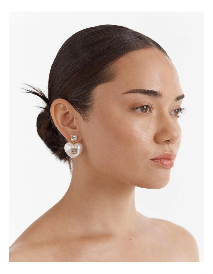 Devotion Heart Earrings in Pearl image 2