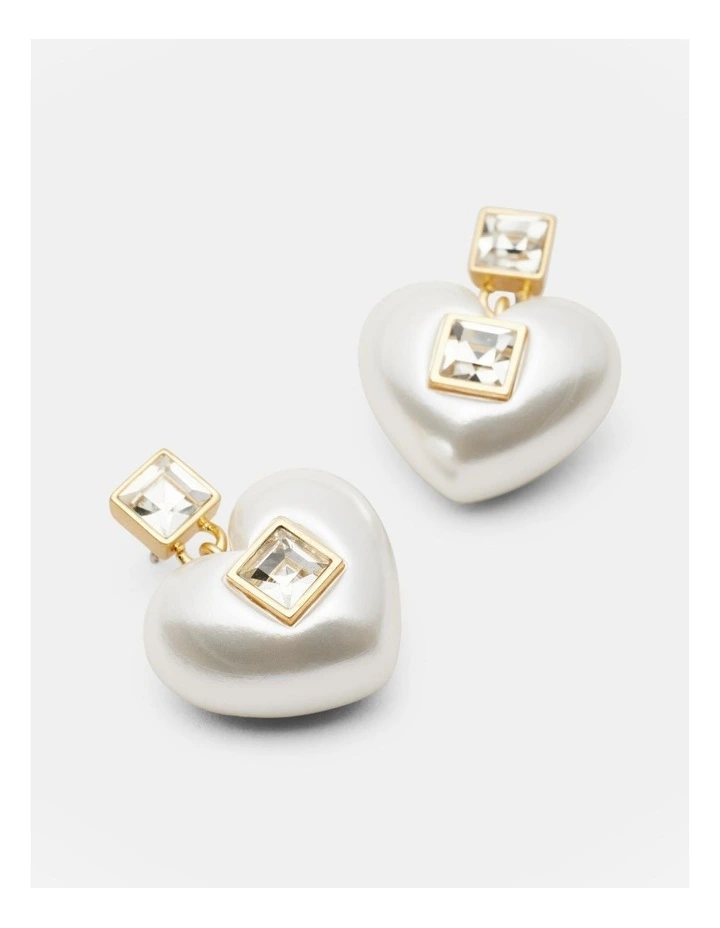 Devotion Heart Earrings in Pearl image 3