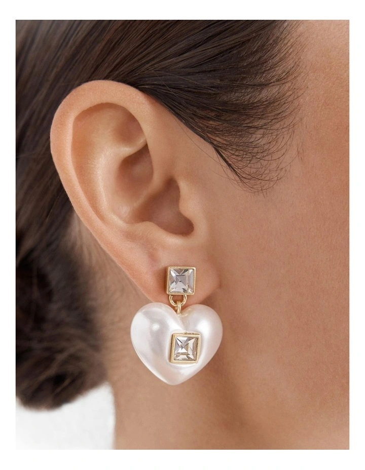 Devotion Heart Earrings in Pearl image 4