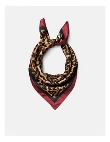 Leopard Square Scarf in Claret