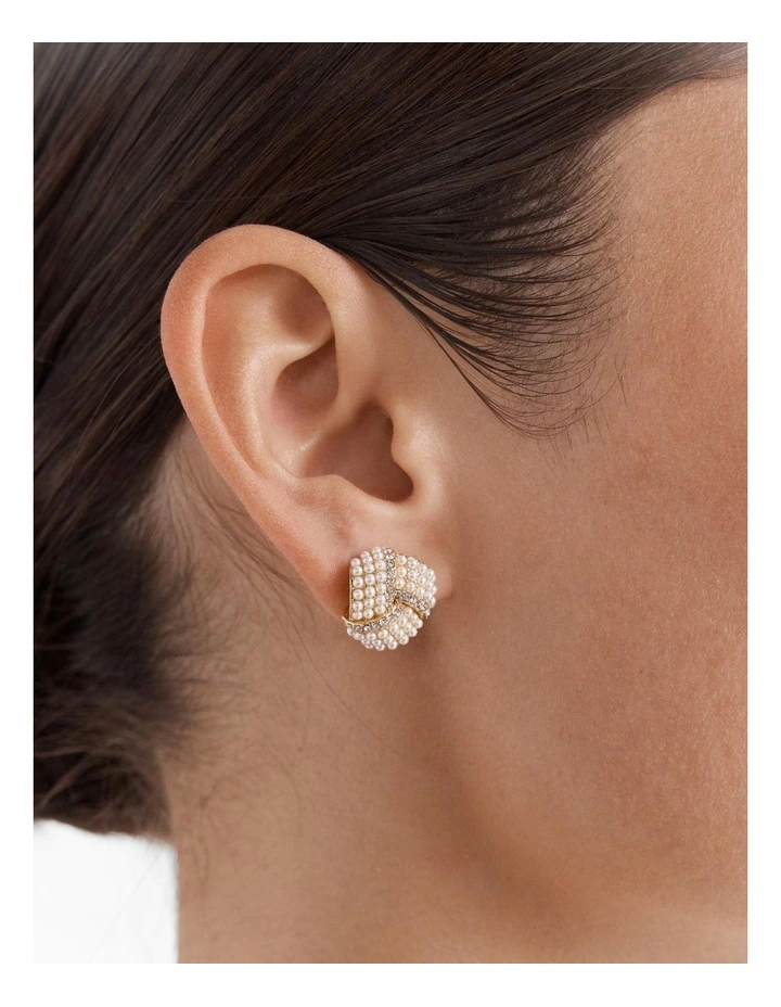 Tie The Knot Stud Earrings in Gold image 4