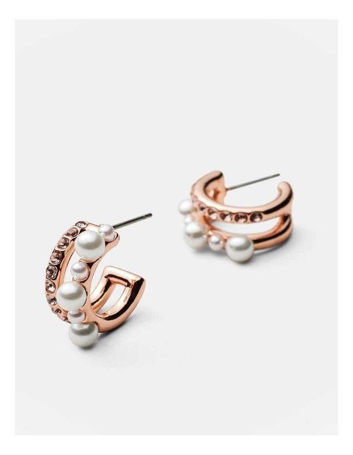 Pearlina Double Hoop Earrings in Fawn image 3