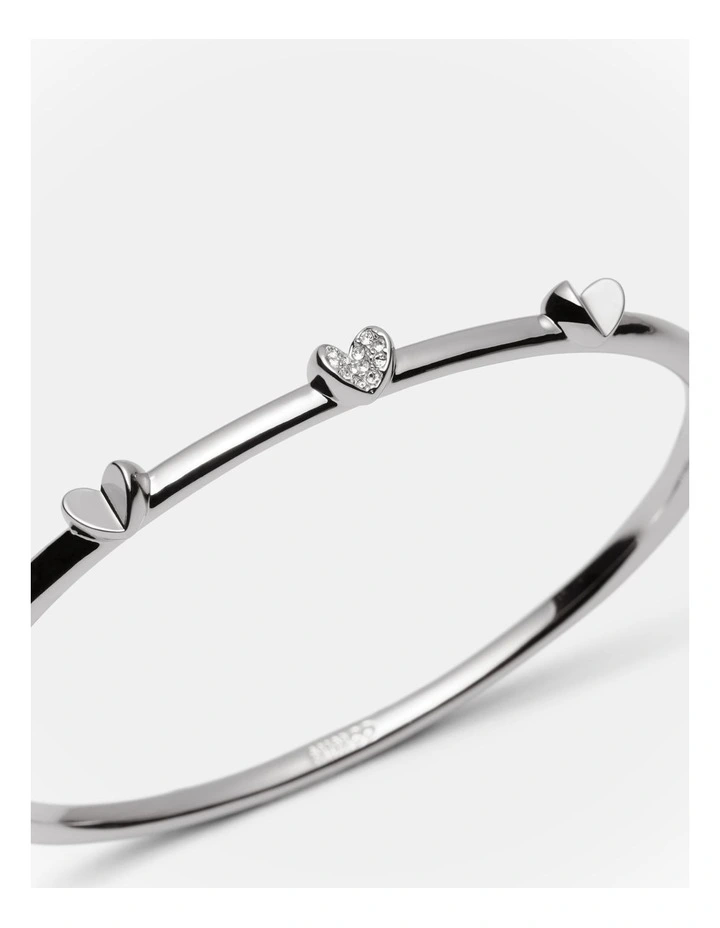 Heart To Heart Bangle in Silver image 2
