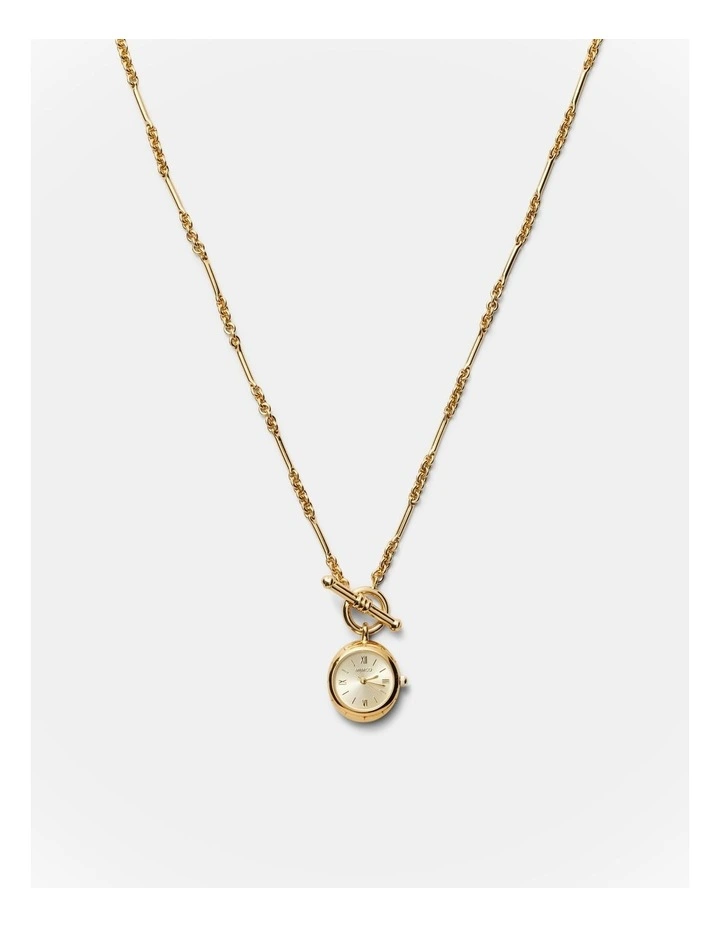 In Time Watch Necklace in Gold image 1