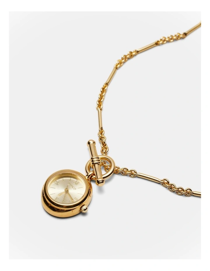 In Time Watch Necklace in Gold image 3