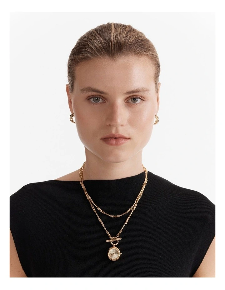 In Time Watch Necklace in Gold image 4