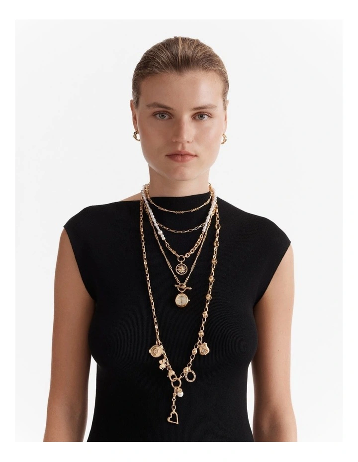 In Time Watch Necklace in Gold image 6