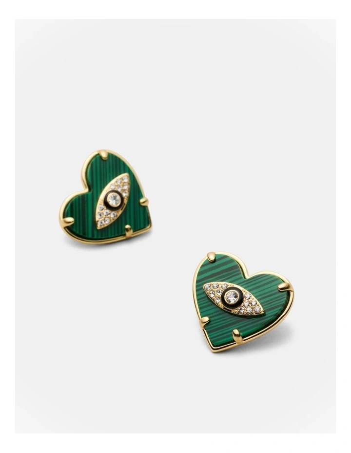 Emotional Heart Stud Earrings in Malachite image 3