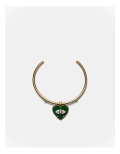Emotional Heart Cuff Bracelet in Malachite