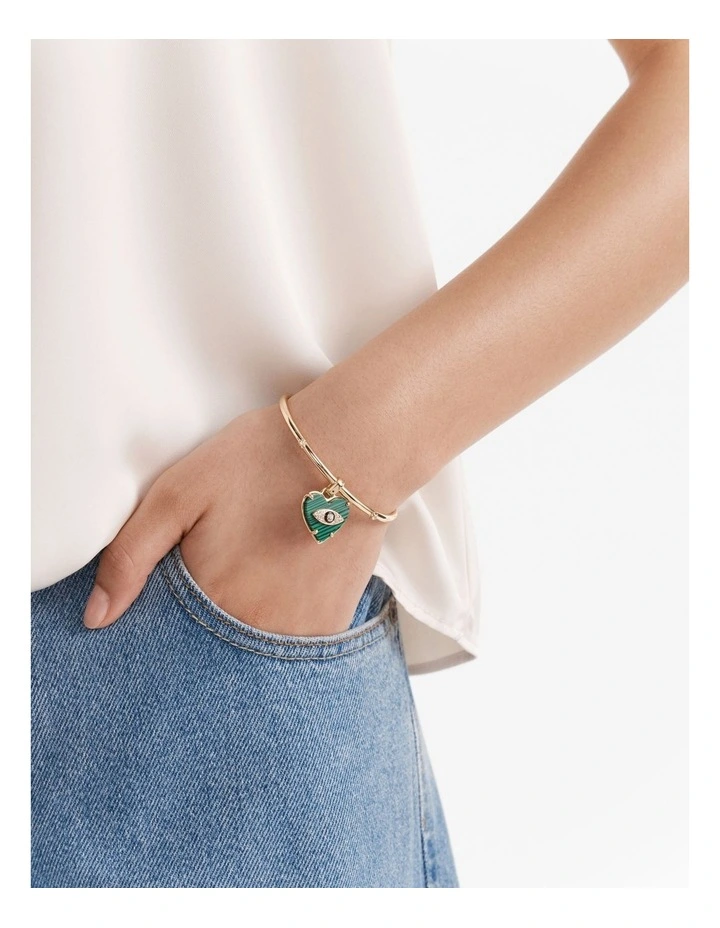 Emotional Heart Cuff Bracelet in Malachite image 4