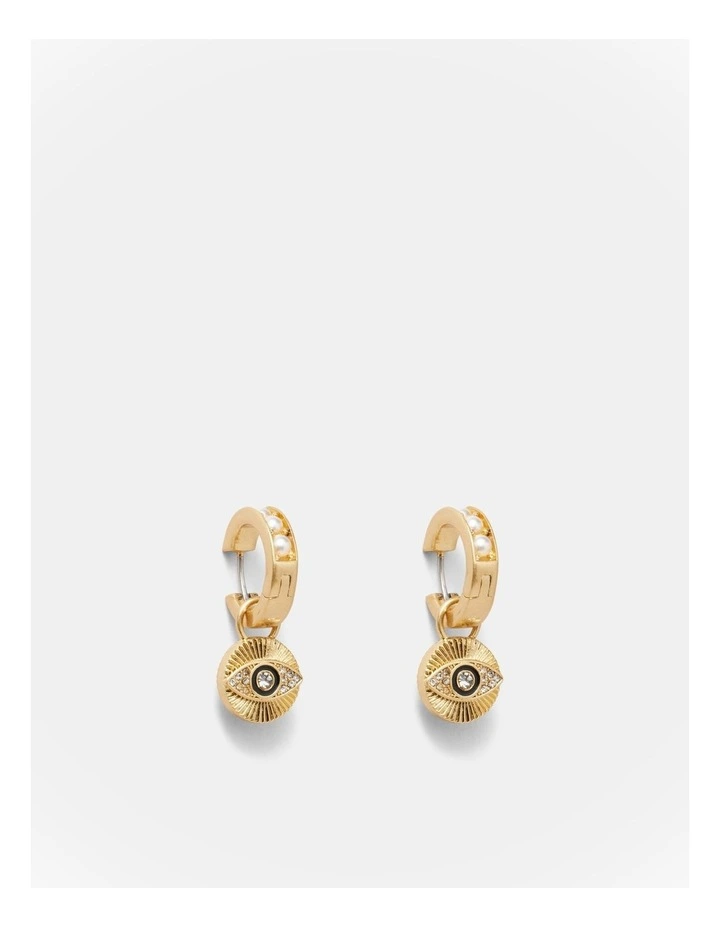 Emotively Pearl Huggie Hoop Earrings in Pearl image 1