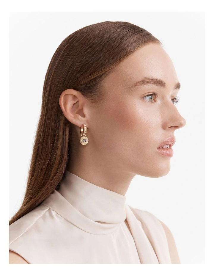 Emotively Pearl Huggie Hoop Earrings in Pearl image 2
