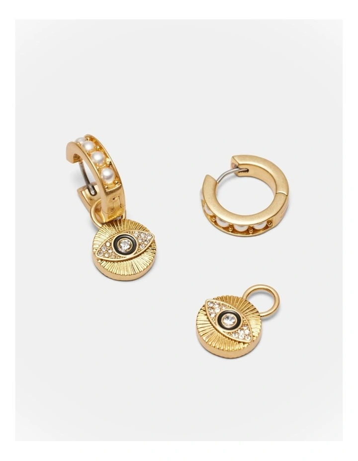 Emotively Pearl Huggie Hoop Earrings in Pearl image 3