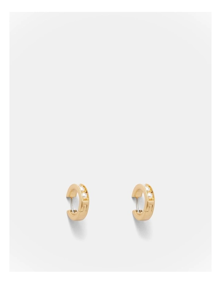Emotively Pearl Huggie Hoop Earrings in Pearl image 5