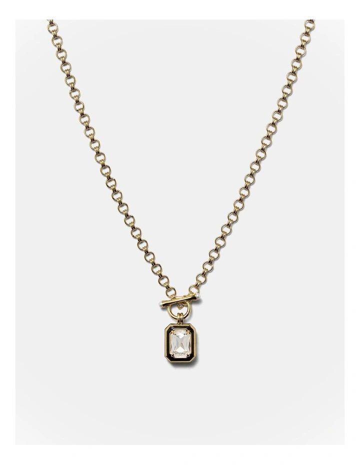 Legacy Enamel Pendant Necklace in Black image 1