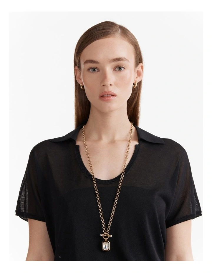 Legacy Enamel Pendant Necklace in Black image 2