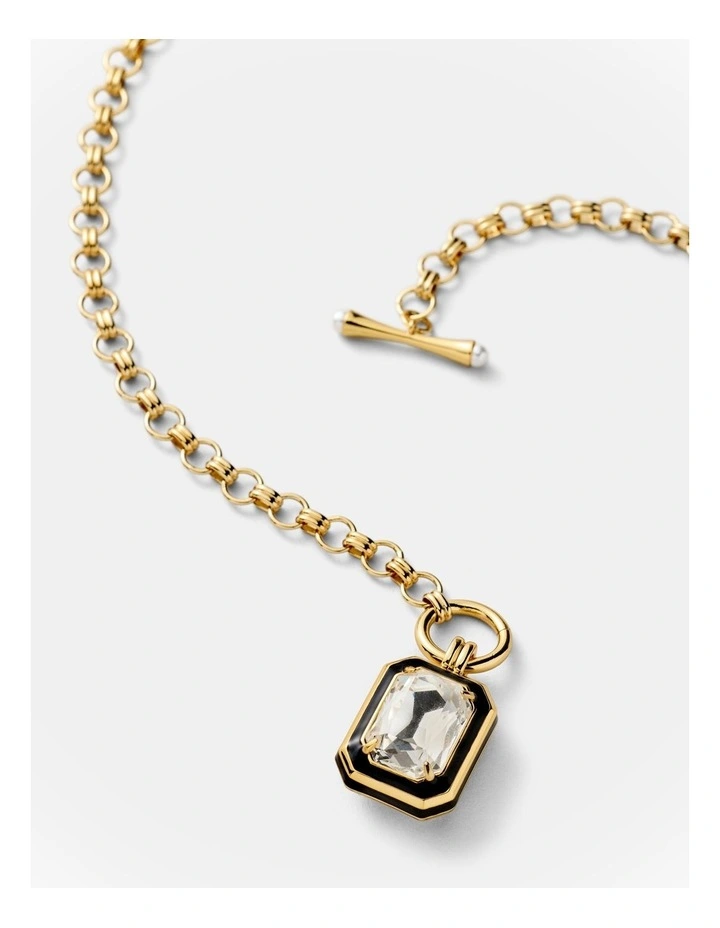 Legacy Enamel Pendant Necklace in Black image 3