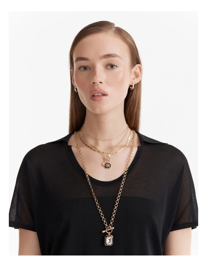 Legacy Enamel Pendant Necklace in Black image 6