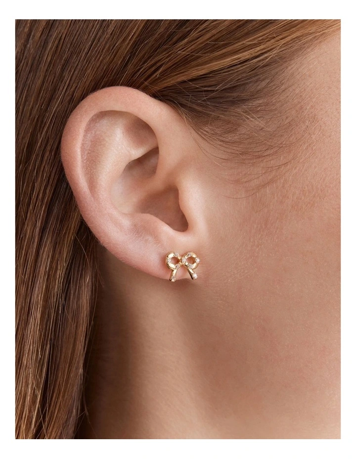 Baby Bow Stud Earrings in Gold image 2