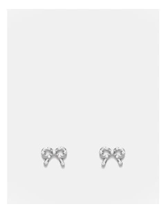 Baby Bow Stud Earrings in Silver