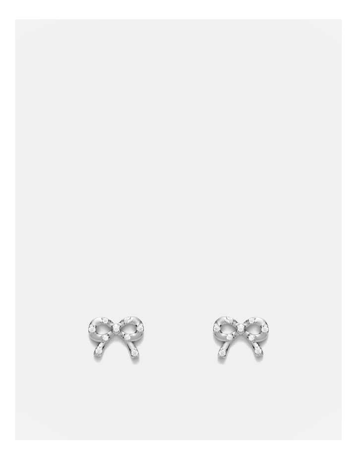 Baby Bow Stud Earrings in Silver image 1