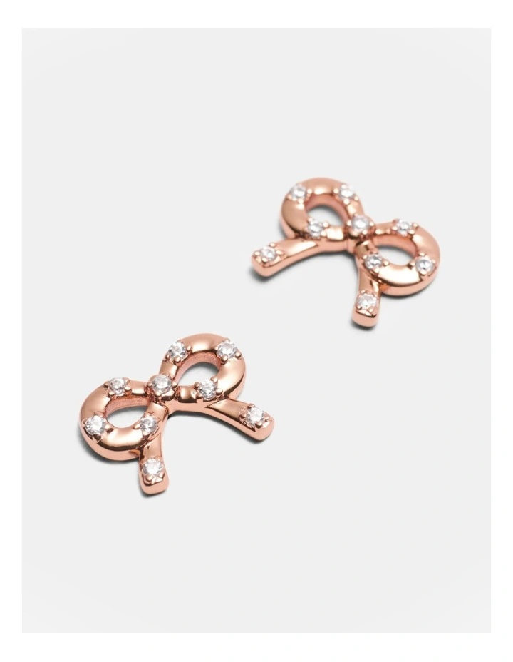 Baby Bow Stud Earrings in Rose Gold image 3